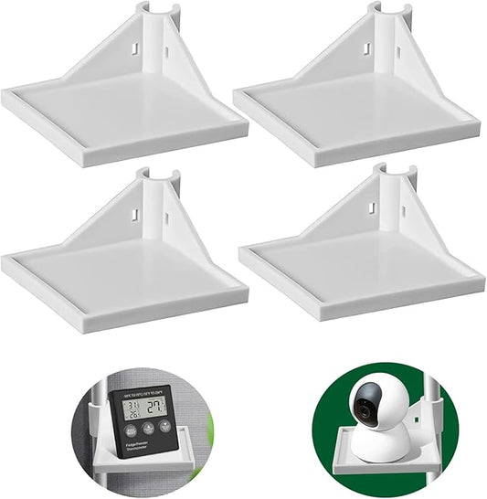 4 PCS Grow Tent Corner Shelf,16 mm Grow Tent Accessories,White Grow Tent Shelves for Place The Hygrometer Camera and Planting Equipment Black/White (White/4PCS)