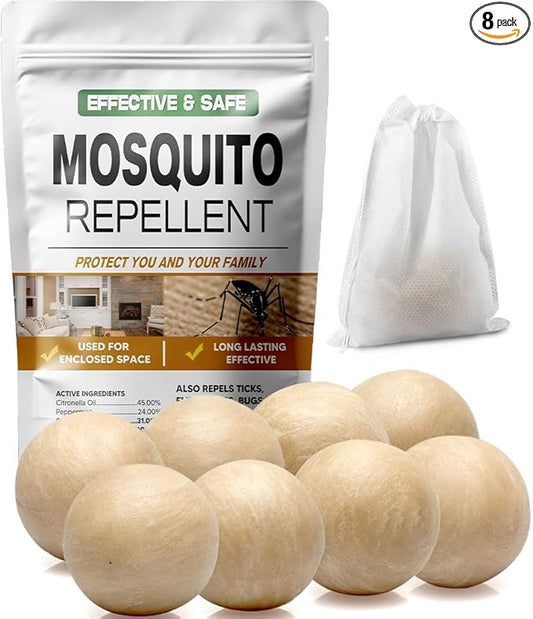 Mosquito Repellent Outdoor Patio, Mosquitoes Deterrent for Yard, Mosquito Repellent Ball, Indoor Mosquito Control, Keep Mosquito Away, Repellant Mosquito for Room/Front Door/Camping Safely-8P