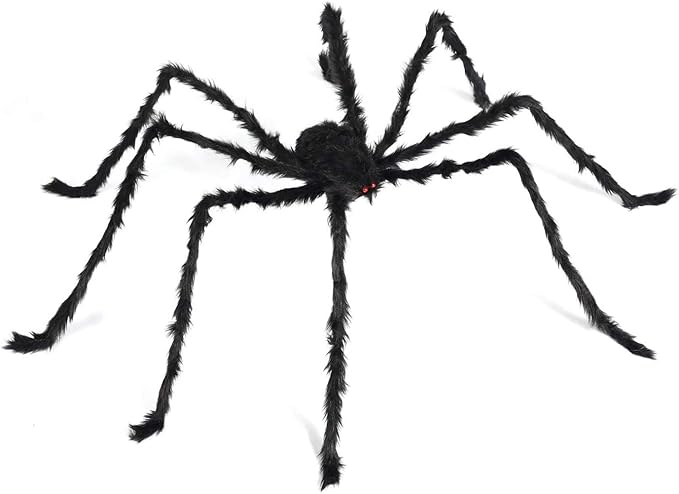 Sizonjoy 6.6 Ft Halloween Decorations Giant Spider,Scary Hairy Large Spider Props for Halloween Outdoor Yard Decorations,Party Decor, Black