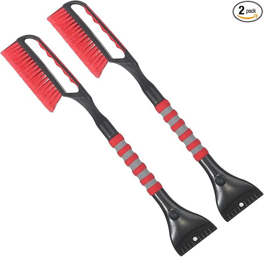 Snow Brush and Ice Scraper for Car Windshield,26.4" Window Scraper Deicer for Car SUV and Truck,Ice Scrapers and Brushes 2 in 1,Winter Car Automotive Exterior Accessories(2Pack Red)