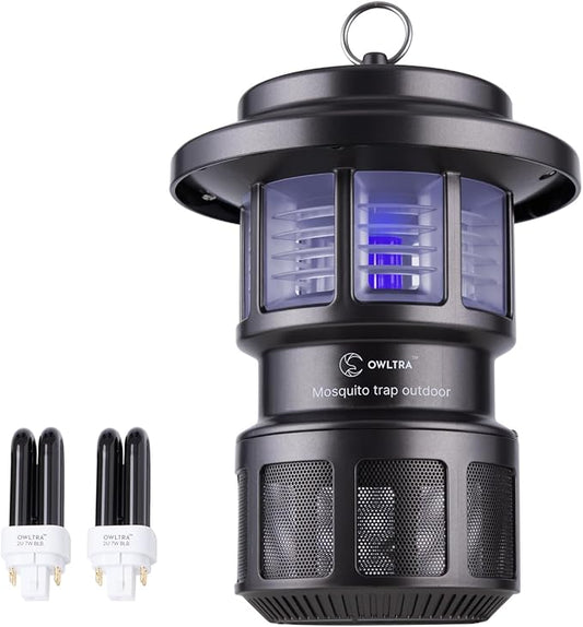 OMT-L20 Indoor & Outdoor Electric Insect Trap, Catcher & Killer Lamp for Mosquitoes, Biting Flies, Wasps, Moths, Sink Bugs, No-See-Ums and More with Light Attraction and Fan Suction, Gray