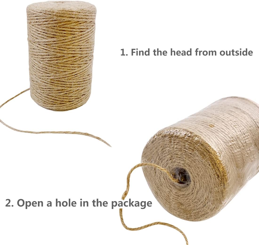 SMART&CASUAL 800 Ft Natural Jute Twine String Thin Ribbon Hemp Twine for Craft Plant Gift Wrapping Christmas Handmade Arts Decoration Packing String Home Decor (800 Ft (244M))