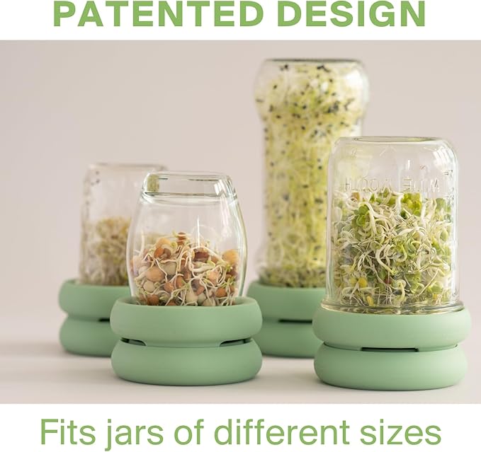 Food Huggers Sprout Huggers | Silicone Sprouting Lids | Fits Any Jar | No Rust, No Mess | Sprouting Mason Jar Kit | Grow Sprouts Indoors| Urban Garden | Easy Germination Broccoli Alfalfa Bean Sprouts