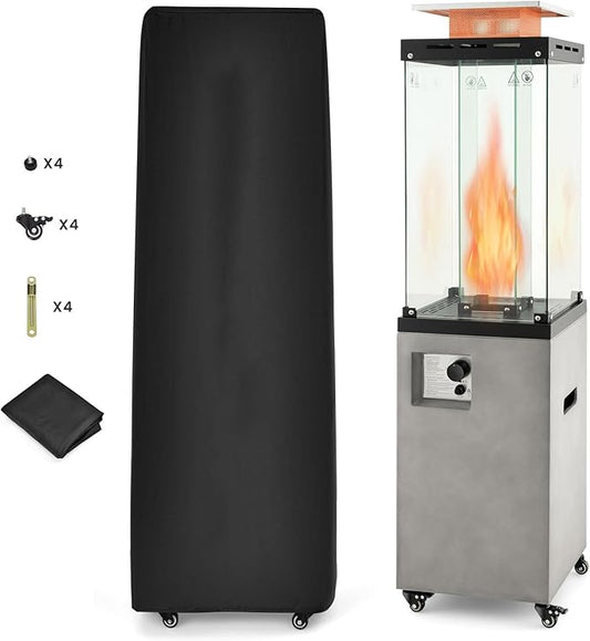 Giantex 41,000 BTU Outdoor Heater, Propane Patio Heater, Outside Space Heater with Protective Cover, Wheels & Adjustable Feet, CSA Certification, Portable Gas Heater for Garden, Yard (Gray)