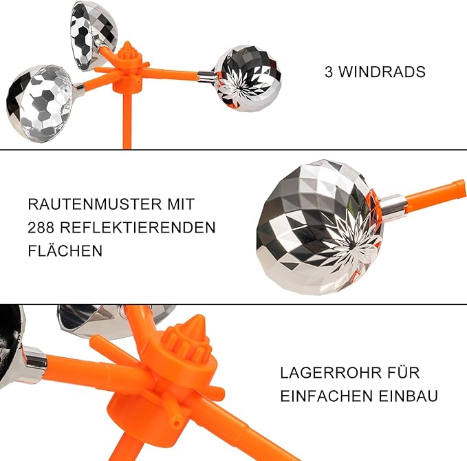 Birds Reflect Deterrent Visual Bird Scarer Deterrent Devices Outdoor Bird Control for Seagull Pigeon Harmless Device to Keep Birds Away from Your Farm Boat (Orange)