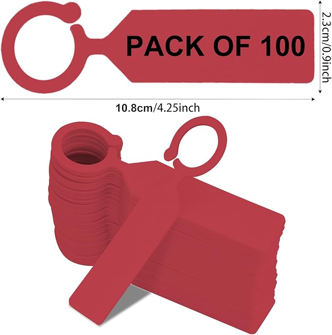 Plant Labels Yuanling 100Pcs Plastic Waterproof Plant Tree Tags Nursery Garden Markers for Indoor Outdoor Gardening Plants Vegetables Flowers Potted (Red Color with 1 Marker Pen)