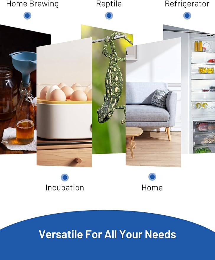 INKBIRDPLUS Plug in Thermostat, Separate Thermostat Outlet for Heater with 8.8 Ft Power Cord, for Reptile Greenhouse Homebrew Aquarium Seedling Mat, Heating or Cooling Mode Thermometer Controller