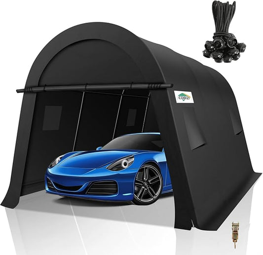 COBIZI 10x15 Carport Canopy Heavy Duty Portable Garage Tent with Double Zippered Roll-up Doors & Vents, Large Space Car Canopy Car Garage Anti-Snow Waterproof for Cars, Boats, Trucks