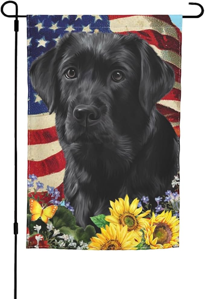 Lab Labrador American Flag Patriotic Dog Garden Flag Welcome Party Outdoor Outside Decorations Picks Home House Garden Yard Decor 12x18 Inch