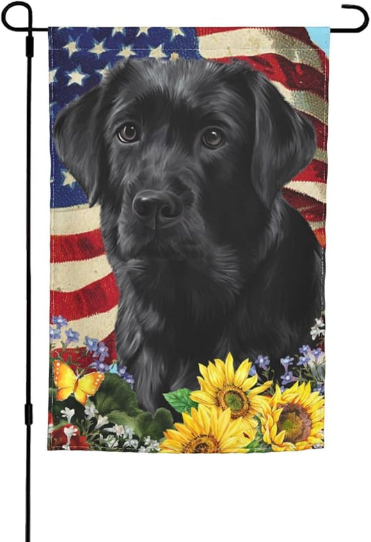 Lab Labrador American Flag Patriotic Dog Garden Flag Welcome Party Outdoor Outside Decorations Picks Home House Garden Yard Decor 12x18 Inch