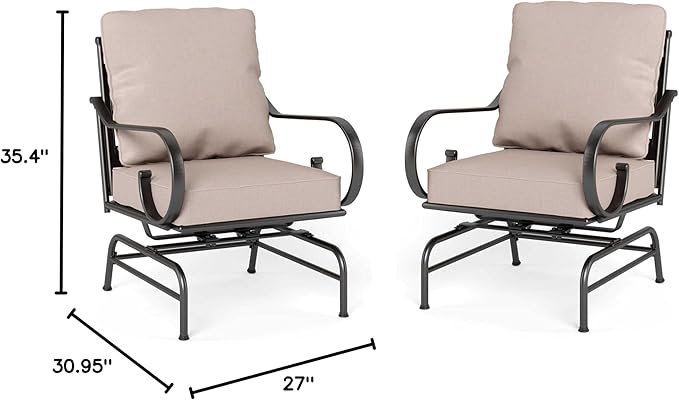 Sophia & William Extra Large & High Back Patio Furniture Set Metal Modern Outdoor Conversation Sets with Motion Chairs