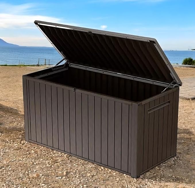 170-Gallon Outdoor Storage Deck Box, Weather-Resistant, (Brown)