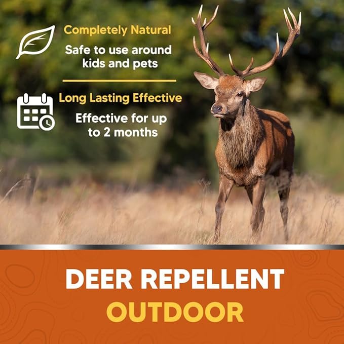 Deer Repellent for Plants, Rabbit Repellent Outdoor, Deer Away Repellent Outdoor, Rabbit Deterrent, Deer Deterrent for Trees, Deer Repellant Yard (1.1 Ounce (Pack of 8))