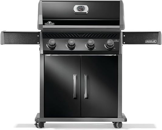 Napoleon Rogue 525 Natural Gas Grill, Black, Stainless Steel Grids, Durable 4-Burner BBQ