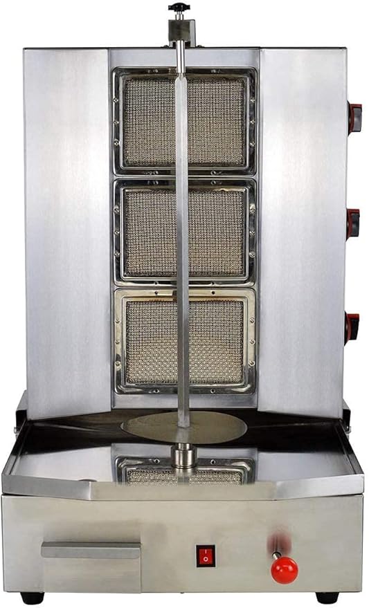 Shawarma Machine with 3 Burners Roaster Kitchen Kebab Grill Propane Gyro Machine Automatic Rotation for Restaurant Kitchen Garden