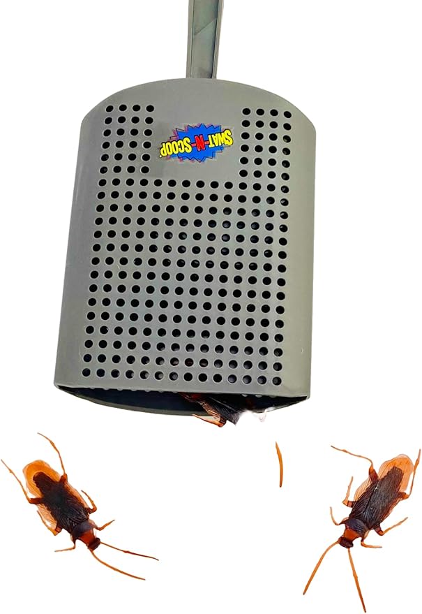 Heavy Duty Fly Swatter and Spider Catcher and Release. Insect Fly Catchers for Inside Home. House Fly Swatter or Humane Bug Catcher with Built in Insect Scoop. (1, Charcoal)