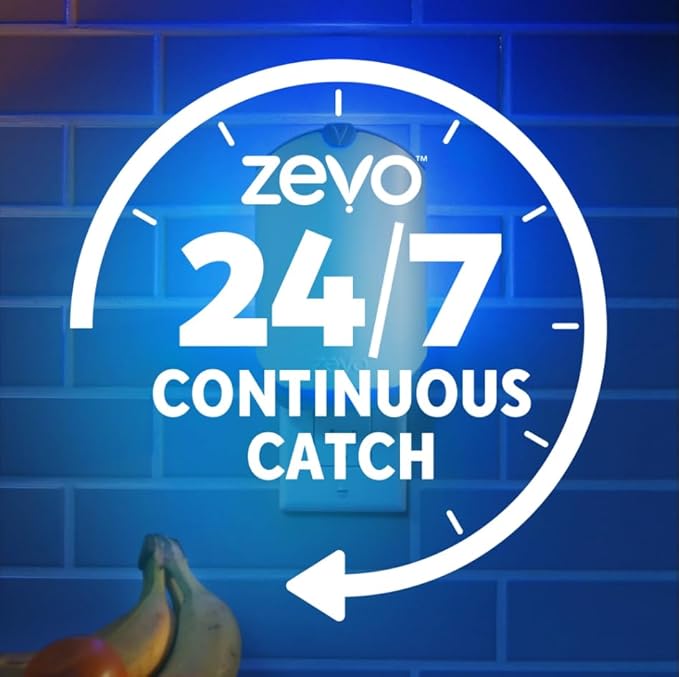 Zevo 4 Refill Cartridges – Compatible with Zevo Plug-in Flying Insect Trap – Indoor Bug Catcher for Flies & Gnats