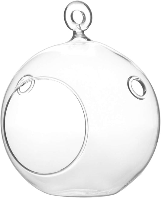 WGV Hanging Terrarium Globe, Width 4", Height 4.75", DIY Air Planter, Clear Glass Round Vase, Candle Holder, Home Office Decor Orb, 1 Piece