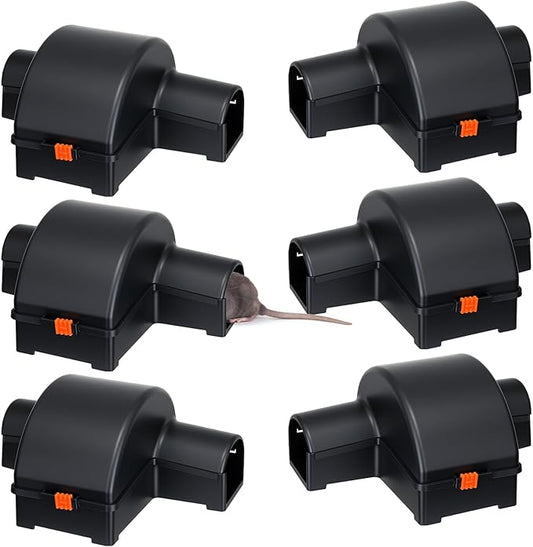 Qualirey 6 Pack Rat Chipmunk Traps Reusable Dual-Entry Extra Large Tunnel Traps for Rats Mice Better Capture Rate, 9.45 Inch Snap Humane Kill Indoor Outdoor for Home Farm Restaurants