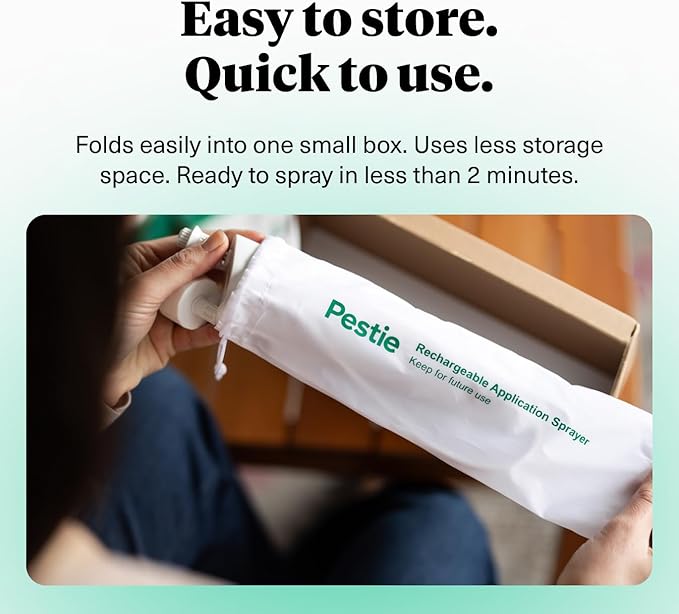 Pestie Rechargeable Garden Sprayer and Bag, for Home and Lawn, Effortless Application, Precision Control, Convenient for Indoor and Outdoor Use.