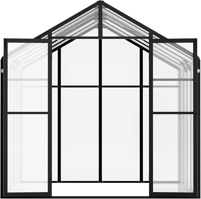 VEVOR Polycarbonate Garden Greenhouse, 8 x 10 Ft, with 2 Ventilation Windows, Hinged Door, Pavilion Style, Large Aluminium Greenhouse Kit, Flower Plant Shelter for Outdoors, Backyard