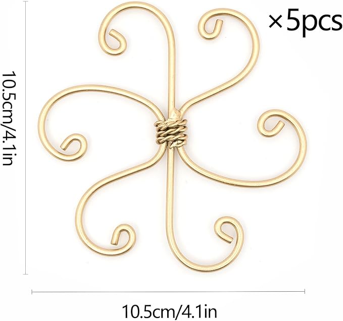 5PCS Plant Stem Support - Durable 5pcs Iron Grapple Holder for Monstera & Climbing Plants, Unique Design for Optimal Growth, Bamboo Clamp Set for Leaf Stabilization and Support (Gold)