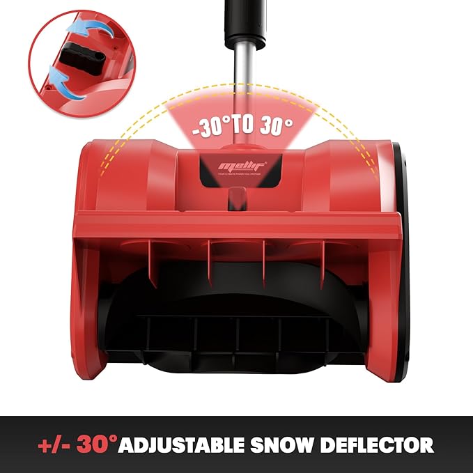 Mellif Brushless Snow Shovel Compatible with Milwaukee 18v Battery - Tool Only, 12in. Clear Width, 6in. Depth, 17ft. Throw Distance, Heavy-Duty, Cordless with Adjustable Chute, Weather-Resistant (Red)