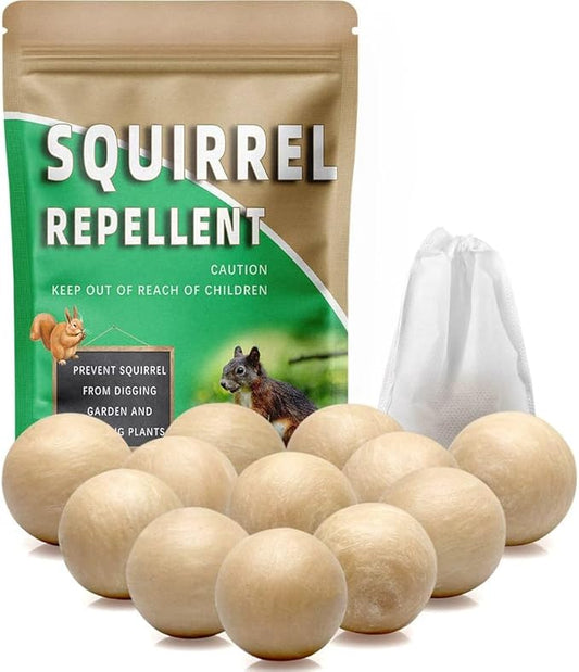 Squirrel Repellent Outdoor, Chipmunk Repellent for Attic/Garden/Bird Feeder/Yard/Car, Squirrels Deterrent, Keep Chipmunks Away, Safe Around People, Pets & Plants-12P