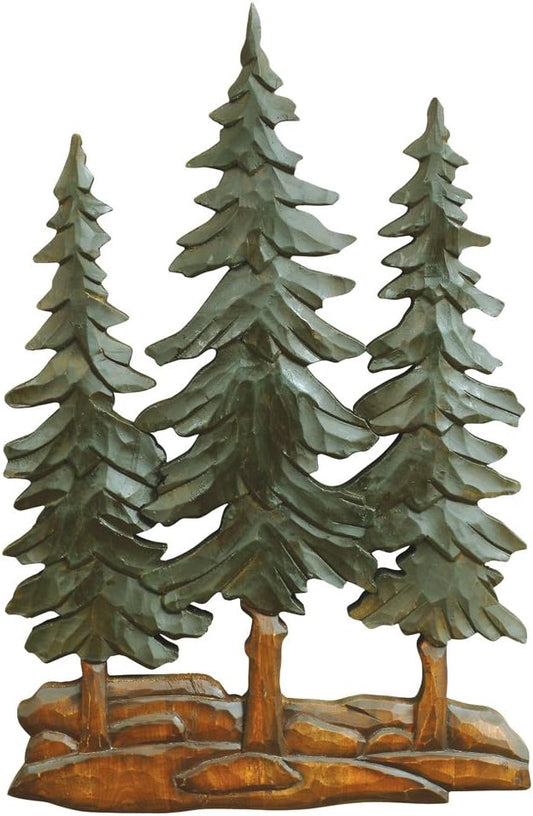 BLACK FOREST DECOR Pine Trees Wood Carving Wall Art