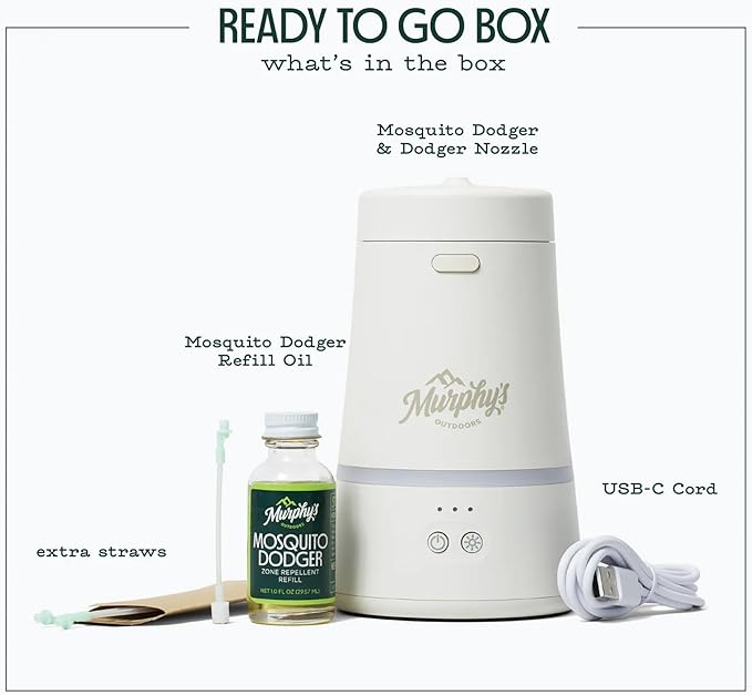 Murphy's Naturals Mosquito Dodger Zone Repellent, Outdoor Mosquito Spray, Essential Oils, 15-Foot Zone, Repels for 30 Hours, Refill Included