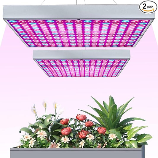 LED Grow Light for Indoor Plants Growing Lamp 225 LEDs UV IR Red Blue Full Spectrum 75W LED Plant Lights Bulb Panel for Hydroponics Greenhouse Seedling Veg and Flower (2 Pack)