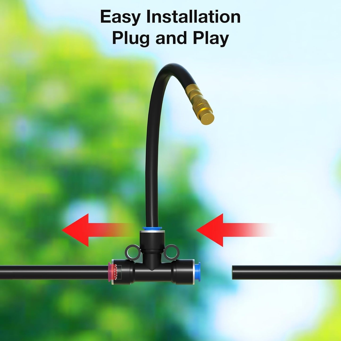 Mixc 2025-Upgrade Drip Irrigation System, No 1/4 Pipe, only 12pcs Adjustable Copper Nobbles and Quick Connectors