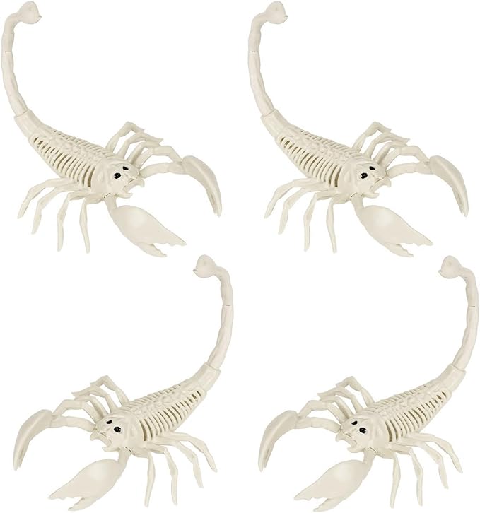 Halloween Animal Skeleton Decor Halloween Decorative Horrible Cow Bat Spider Rat Bones for Decoration (4, Scorpion)