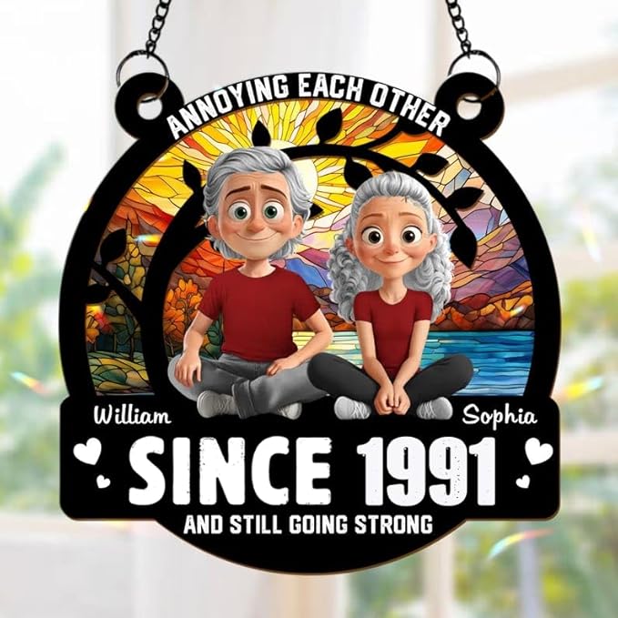 Customized Annoying Each Other Since Suncatcher, Annoying Each Others Since and Still Going Strong Couple SunCatcher Ornament, Husband and Wife SunCatcher Ornament Gifts