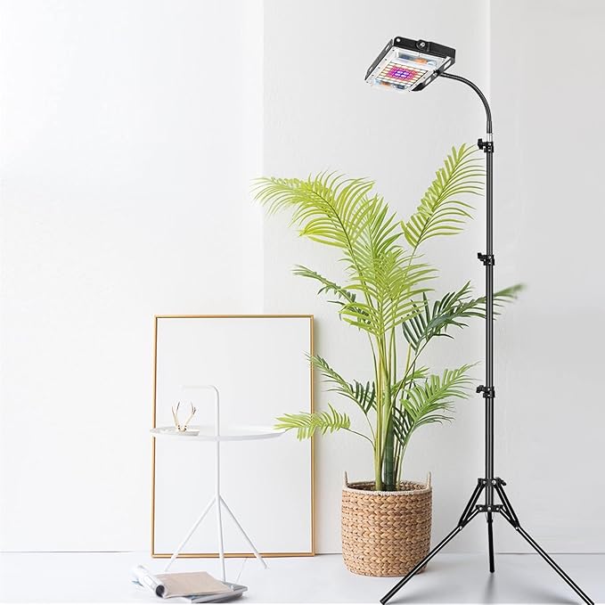 LBW Grow Light with Stand, Full Spectrum LED Plant Light, Floor Grow Lamp with 63" Adjustable Tripod, 4H/8H/12H Timer, 6 Dimmable Brightness, Ideal for Tall Plants