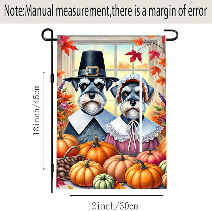 Thanksgiving Fall Decor Garden Flag Double Sided Autumn Leaves and Pumpkins Welcome Outdoor Decoration 12 x 18 Inch Dog Couple