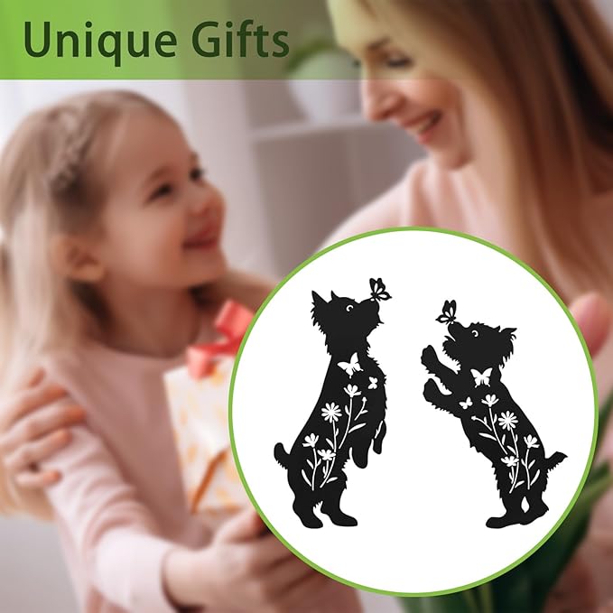 Dog Stakes for Outside, Lawn Ornaments Yorkie Metal Garden Decor for Outdoor,Yard,Lawn,Garden Decor Stakes