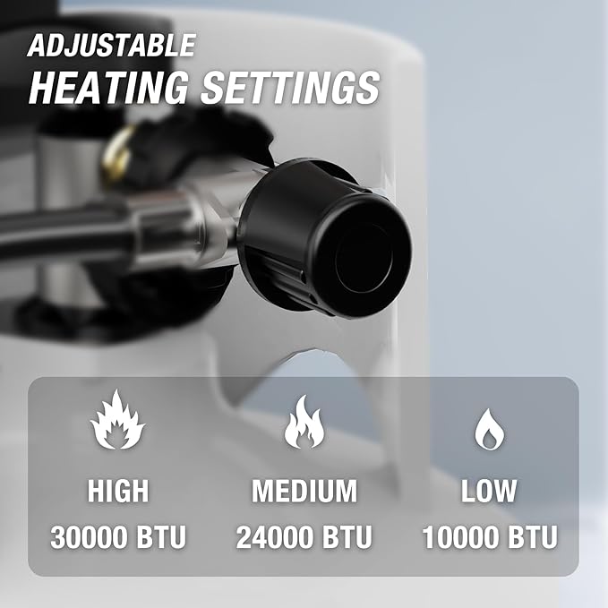 Propane Heater Outdoor, 30000 BTU Double Tank Top Cordless Radiant Gas Heater, Safety Shut-off Valve and 6 Settings for Patio, Camping, Fishing, Garage