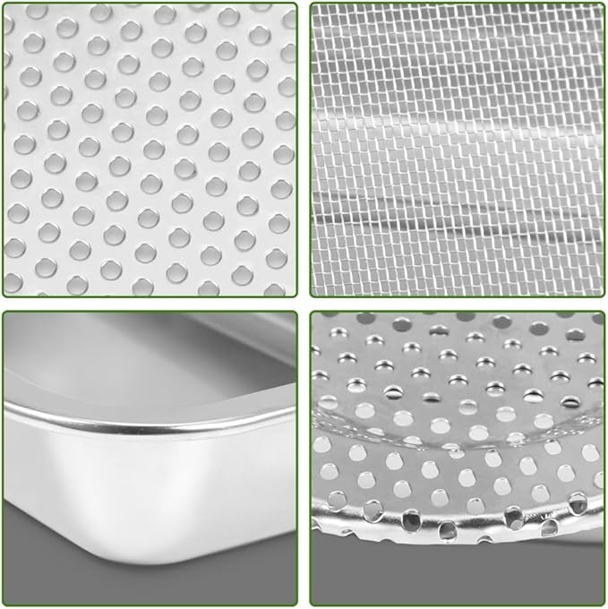Picowe Stainless Steel Sprouting Trays Seed Sprouting Kit with Stainless Steel Mesh Tray Seed Starter Tray Seed Sprouting Kit (3pack, 10.4 x 7.7inch)