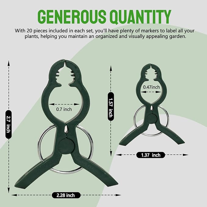 20 Pcs Plant Clips, 2 Sizes Trellis Clips In One Pack, Gentle Flower Plant Clamps For Supporting Climbing Plants, Plant Support Clips For Gardening Help Stems Vine Grow Straight Upright