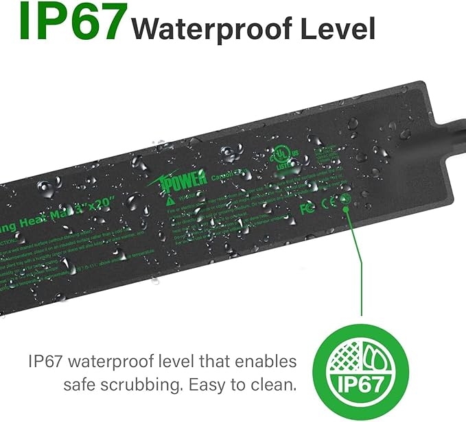 iPower Seeding Germination Starting Brewing Bear Durable Waterproof, Black, 3" x 20"Heat Mat