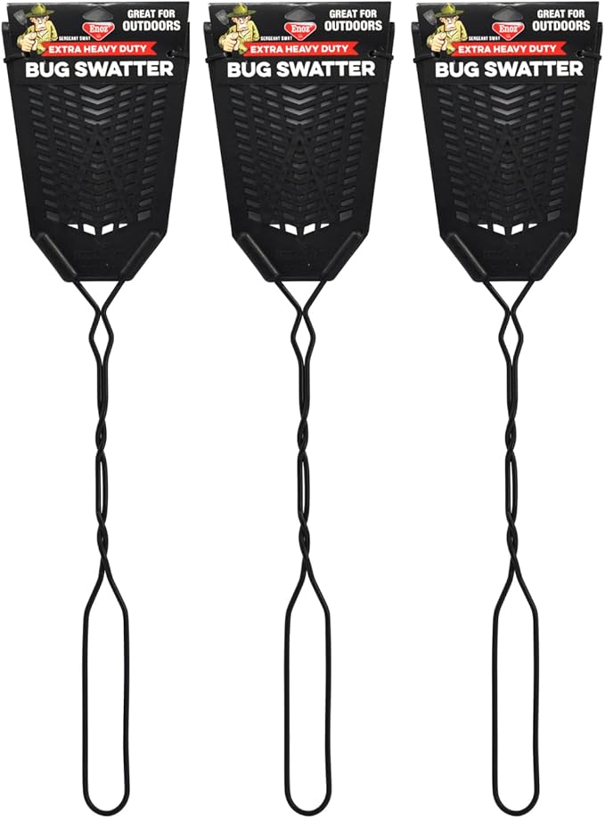 Enoz Sergeant Swat Bug Swatter - 3 Pack - Heavy Ultra Duty Manufactured Flyswatter - Environmentally Conscious, Effective, and Inexpensive Method to Control Flying Insects