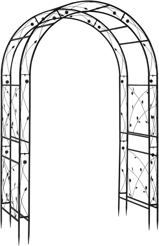 VINGLI Garden Arbor, Arch for Wedding Ceremony Party, Christmas Garden Decor Steel Garden Trellis for Plant Climbing, Pergola for Garden, Backyard, Lawn (Black-59x84)
