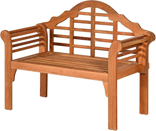 Tangkula Folding Outdoor Eucalyptus Wood Bench, 49” Large Foldable Solid Wood Garden Park Bench, 2-Person Loveseat Chair for Entryway, Deck, Porch, Poolside & Balcony