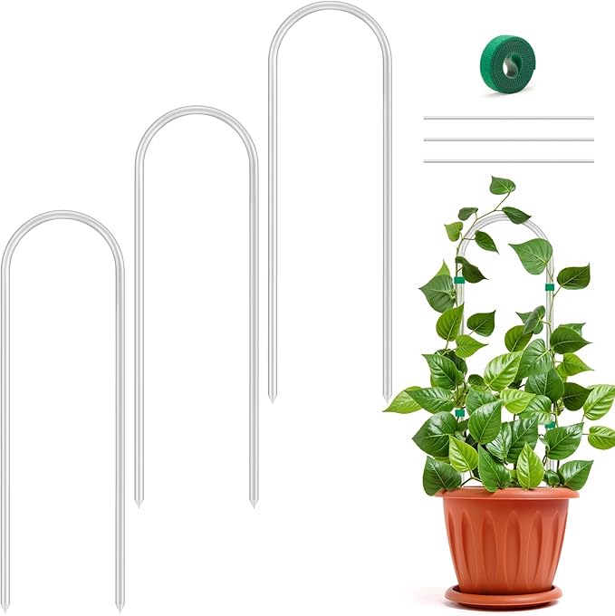 3 Pack U-Shape Acrylic Plant Trellis for Indoor Climbing Plants, 16 Inch Small Plant Trellis, Potted Plant Climber Support for Pothos, Vine Ivy, Houseplant
