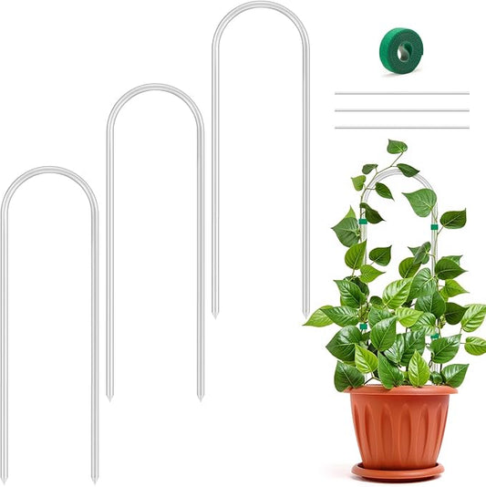 3 Pack U-Shape Acrylic Plant Trellis for Indoor Climbing Plants, 16 Inch Small Plant Trellis, Potted Plant Climber Support for Pothos, Vine Ivy, Houseplant