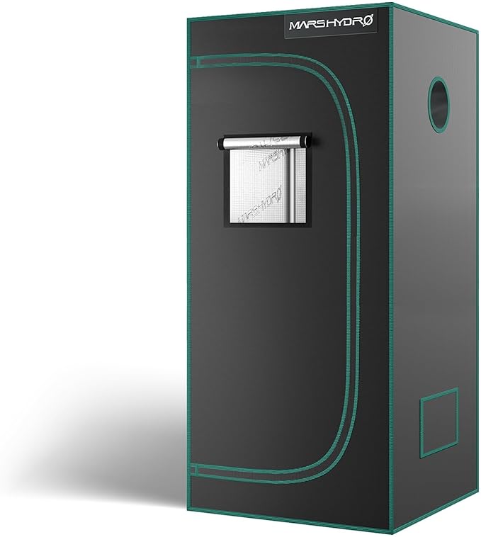 MARS HYDRO 2.3x2.3 Advanced Grow Tent, 27"x27"x63" High Reflective Mylar 1680D for Hydroponics Indoor Plant Growing, with Observation Window,Floor Tray and Smooth Zipper for TS600/SP150/TS1000