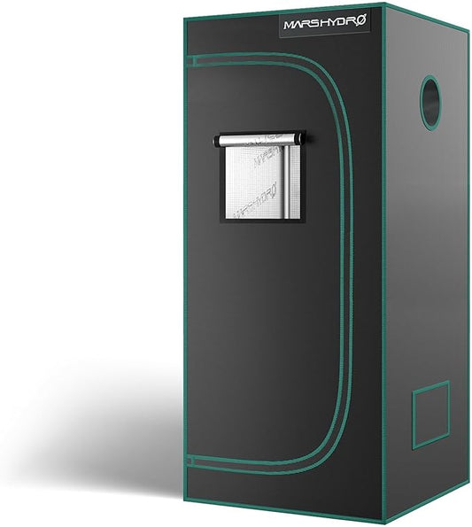 MARS HYDRO 2.3x2.3 Advanced Grow Tent, 27"x27"x63" High Reflective Mylar 1680D for Hydroponics Indoor Plant Growing, with Observation Window,Floor Tray and Smooth Zipper for TS600/SP150/TS1000