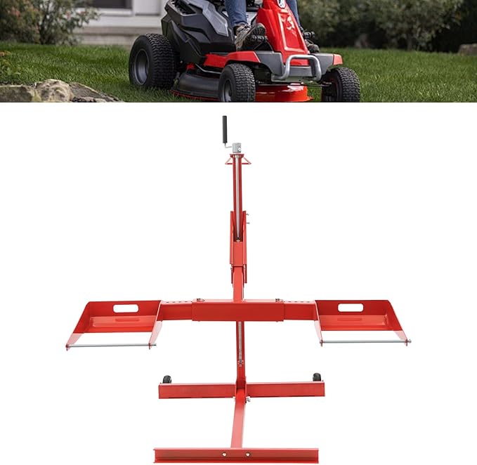 Lawn Mower Lift, 750Lbs Lawn Mower Lift Carbon Steel Lift Jack Lawnmower Lift Tool Adjustable Lawnmower Lifts w/Wheel for Garden Tractors All-Terrain Maintenance and Repair(750LBS)