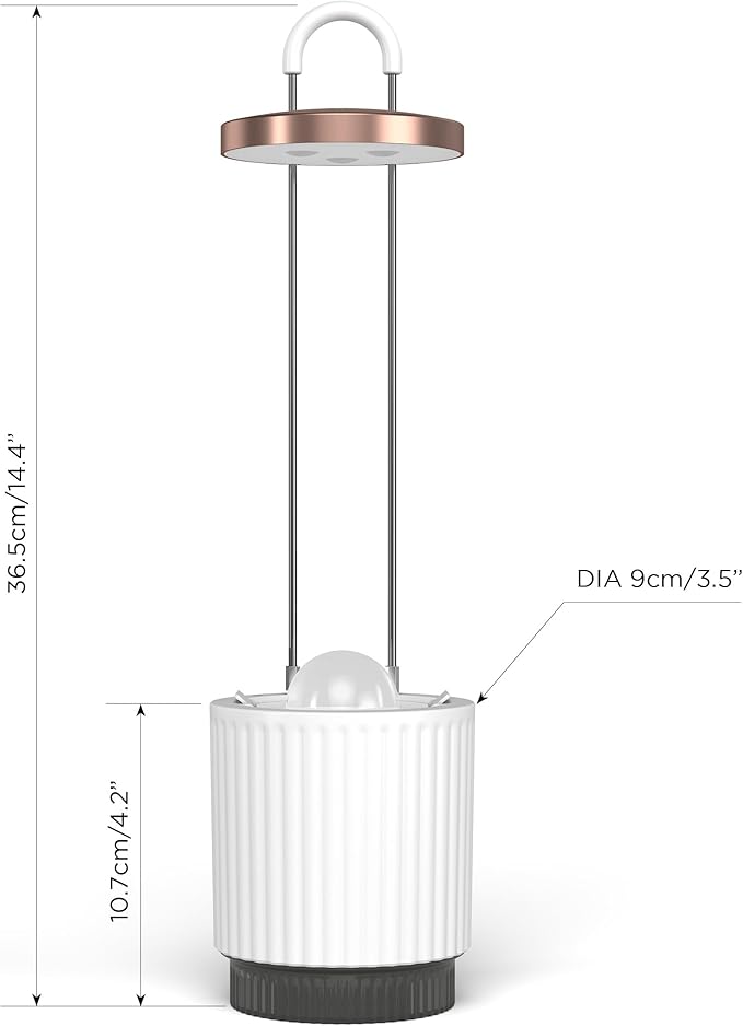 Mini Smart Planter Kit with Petunia Plant Pods by Click&Grow, Hydrovase Indoor Garden, Self-Watering Pot with Grow Light (Grey)